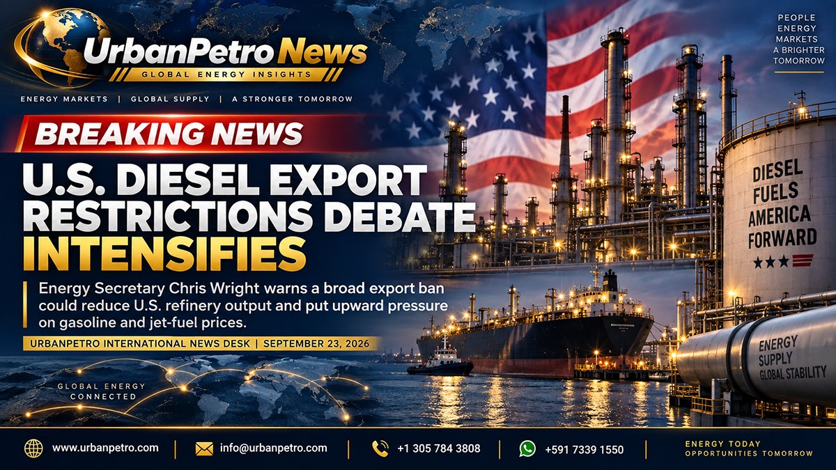 🇺🇸 U.S. Diesel Export Restrictions Debate Intensifies as Energy Officials Warn of Refining Risks